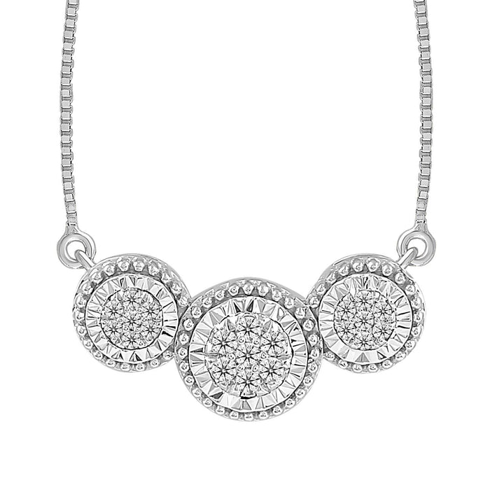 LADIES NECKLACE 1/10 CT ROUND DIAMOND 10K WHITE GOLD