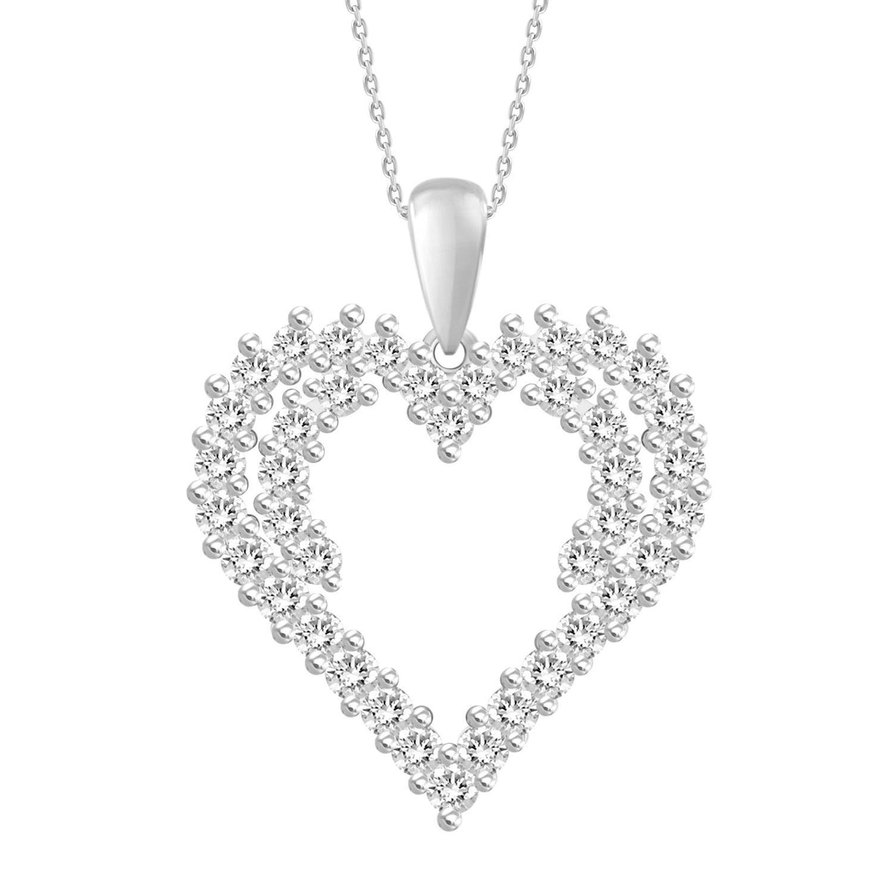 LADIES PENDANT 3/4 CT ROUND DIAMOND 10K WHITE GOLD
