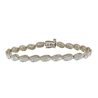 Thumbnail for LADIES BRACELET 1 CT ROUND/BAGUETTE DIAMOND 10K WHITE GOLD