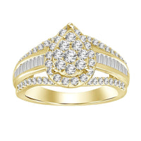 Thumbnail for LADIES RING 1 CT ROUND/BAGUETTE DIAMOND 10K YELLOW GOLD