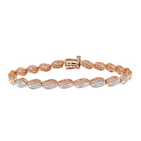 Thumbnail for LADIES BRACELET 1 CT ROUND/BAGUETTE DIAMOND 10K ROSE GOLD
