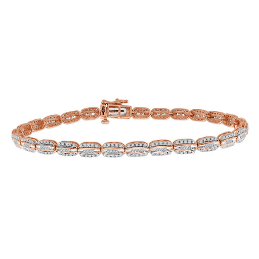 LADIES BRACELET 1 CT ROUND/BAGUETTE DIAMOND 10K ROSE GOLD