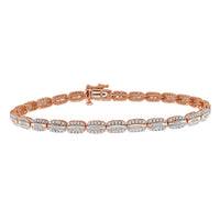 Thumbnail for LADIES BRACELET 1 CT ROUND/BAGUETTE DIAMOND 10K ROSE GOLD