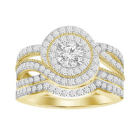 Thumbnail for LADIES BRIDAL RING SET 1 CT ROUND DIAMOND 14K YELLOW GOLD