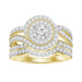 LADIES BRIDAL RING SET 1 CT ROUND DIAMOND 14K YELLOW GOLD