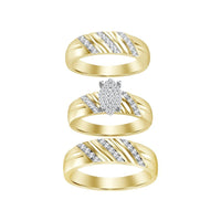 Thumbnail for LADIES TRIO SET 1/6 CT ROUND DIAMOND 10K YELLOW GOLD