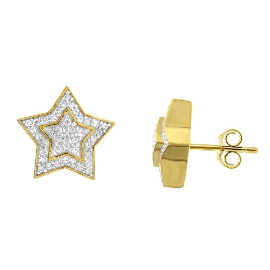 MEN'S EARRING 1/2 CT ROUND DIAMOND 10K YELLOW GOLD