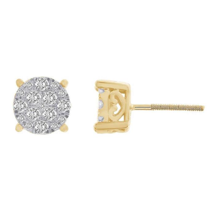 LADIES EARRING 1/2 CT ROUND DIAMOND 10K YELLOW GOLD