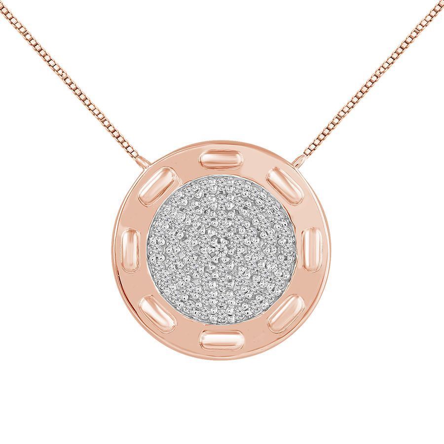 LADIES PENDANT 1/10 CT ROUND DIAMOND 10K ROSE GOLD