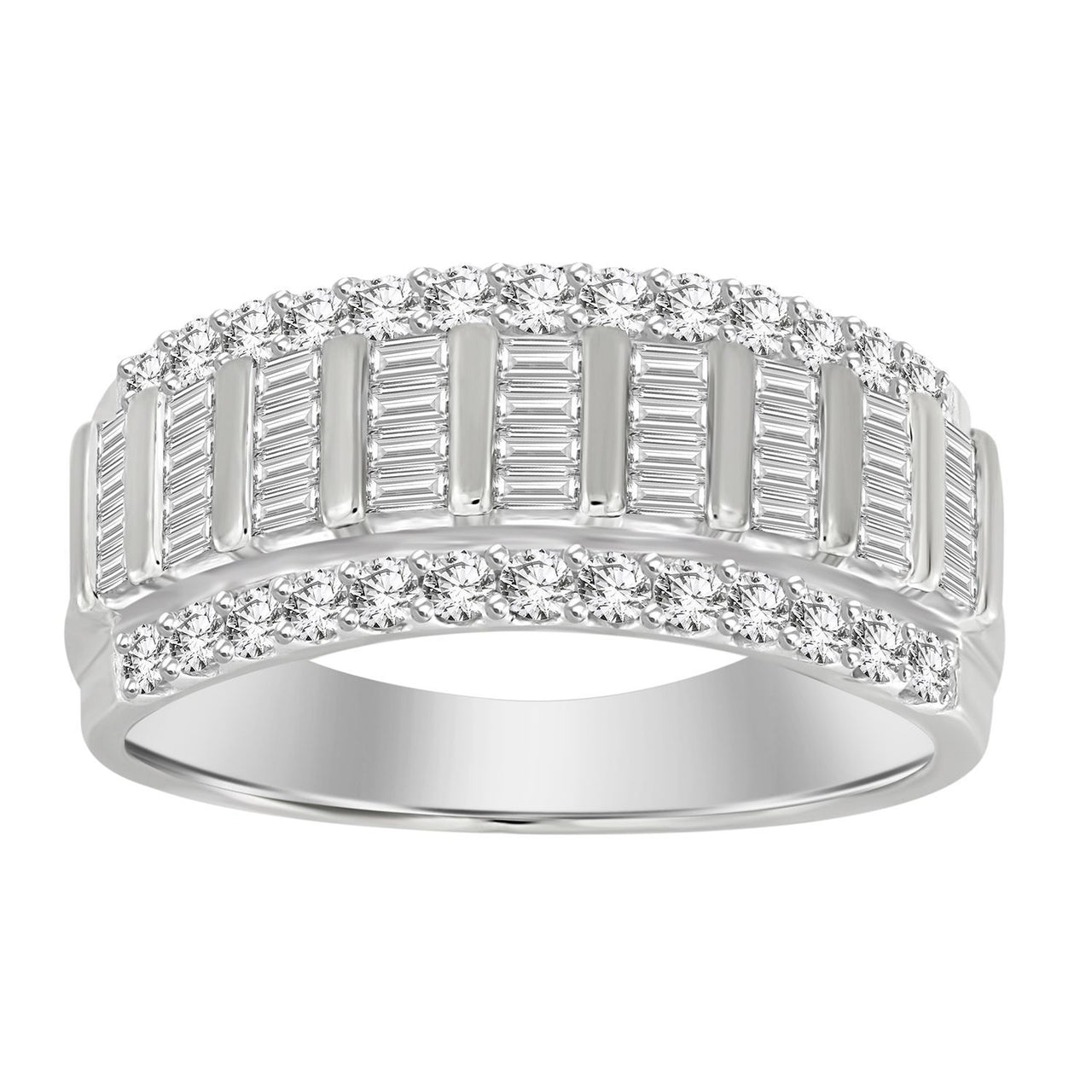 LADIES BAND 3/4 CT ROUND DIAMOND 10K WHITE GOLD