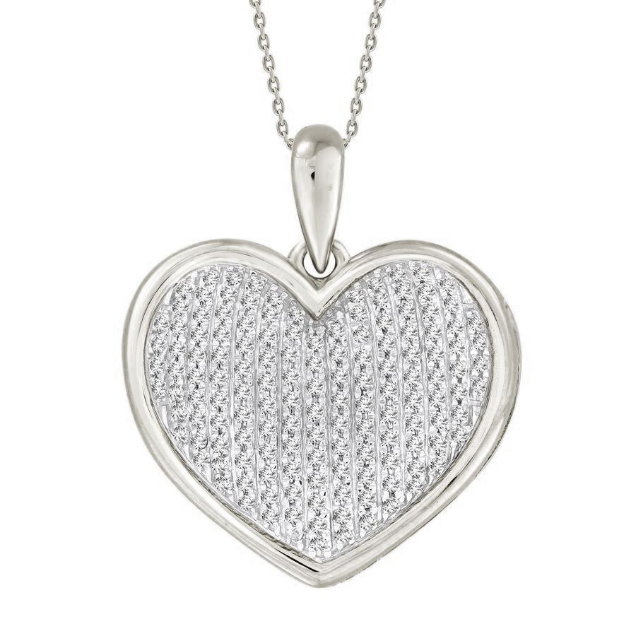 LADIES PENDANT 1/2 CT ROUND DIAMOND 10K WHITE GOLD