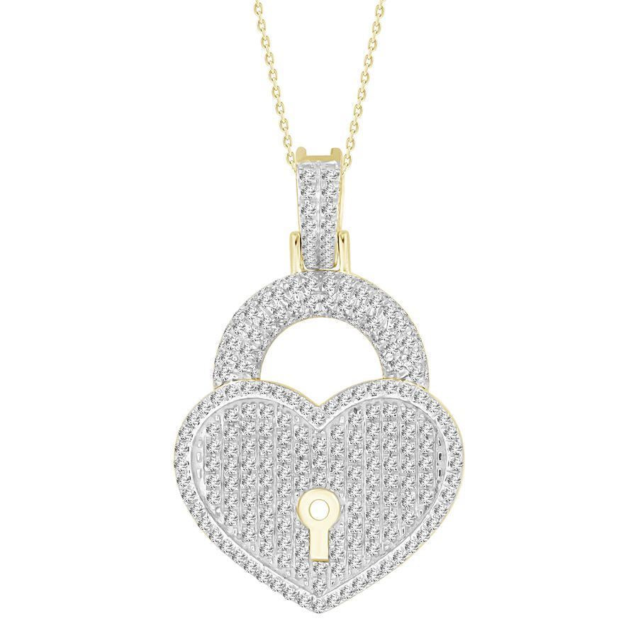 MEN'S PENDANT 3/4 CT ROUND DIAMOND 10K YELLOW GOLD