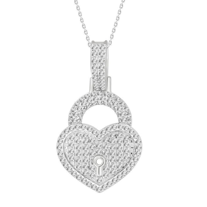 LADIES PENDANT 1/2 CT ROUND DIAMOND 10K WHITE GOLD