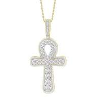 Thumbnail for MEN'S CROSS 1 CT ROUND DIAMOND 10K YELLOW GOLD