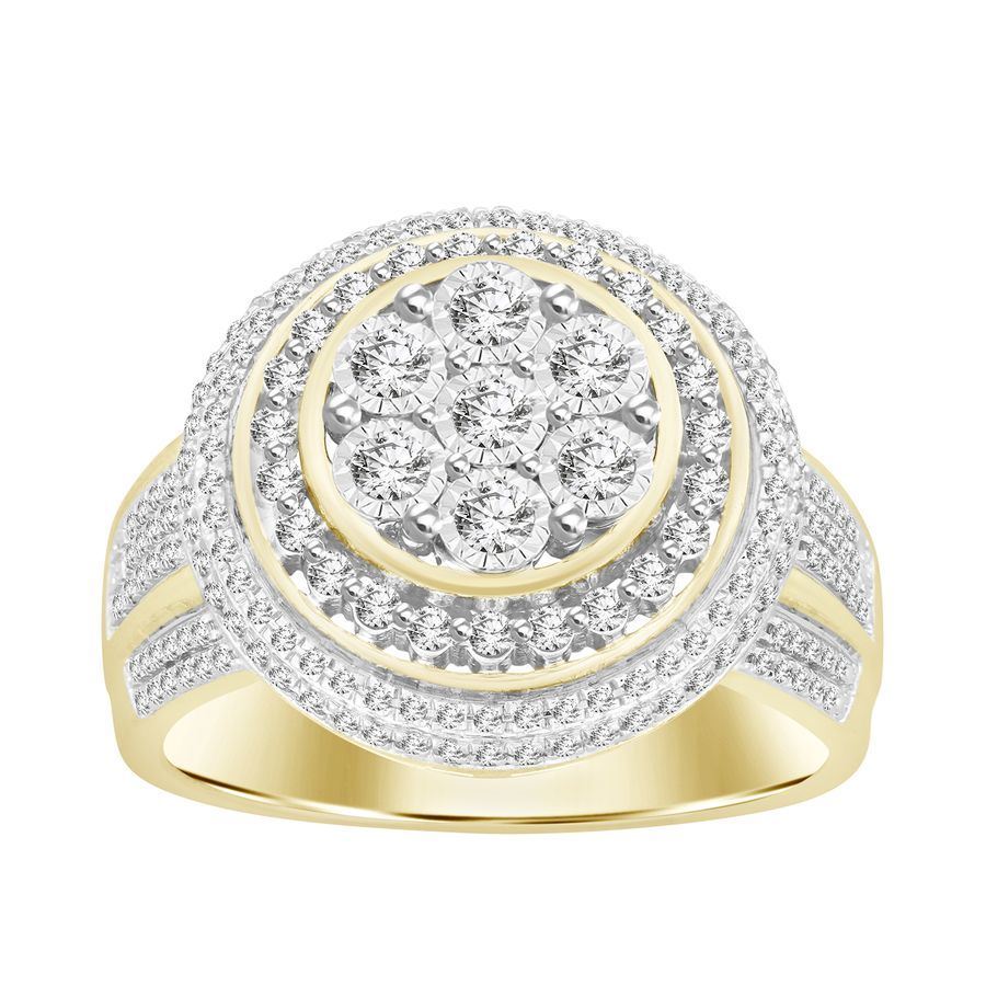 MEN'S RING 3/4 CT ROUND DIAMOND 10K YELLOW GOLD