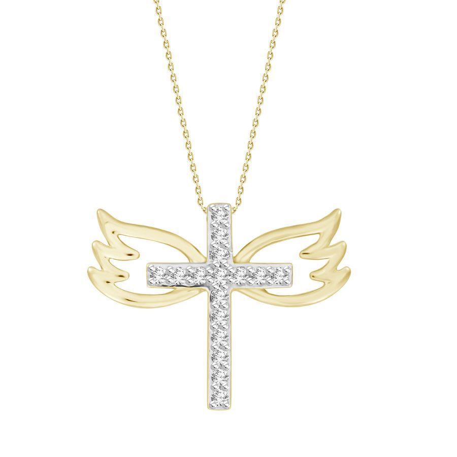 LADIES PENDANT 1/10 CT ROUND DIAMOND 10K YELLOW GOLD