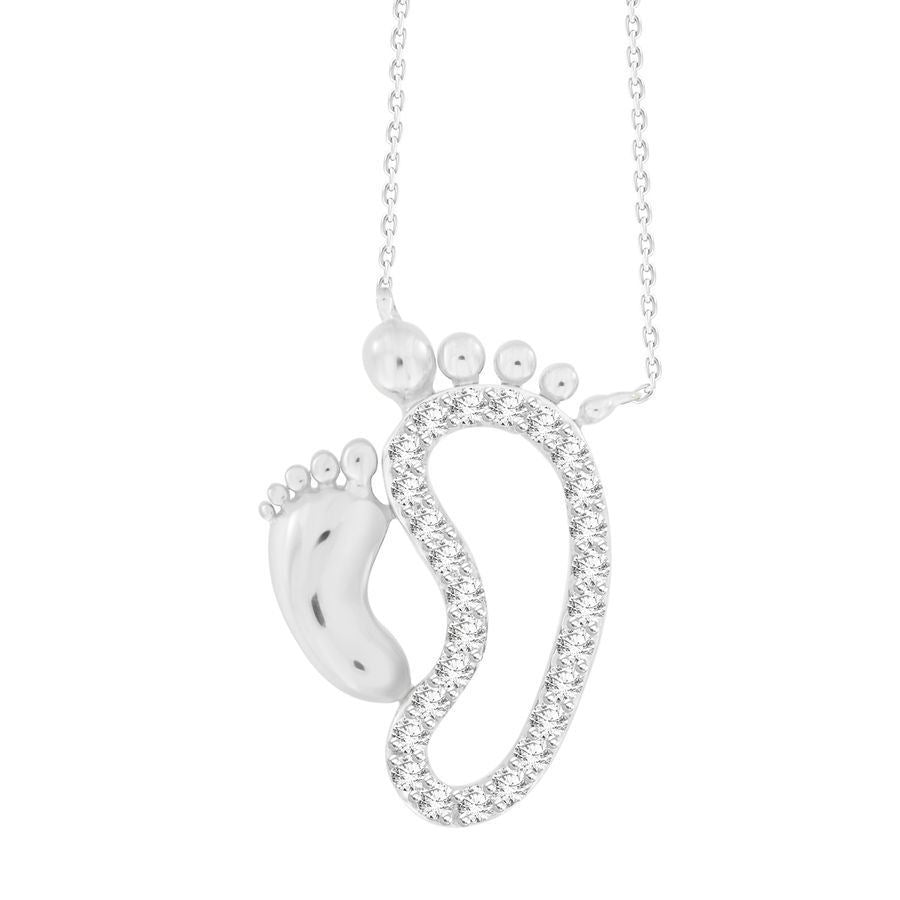 LADIES PENDANT 1/10 CT ROUND DIAMOND 10K WHITE GOLD