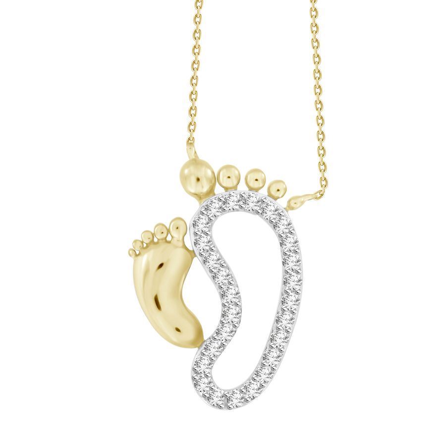 LADIES PENDANT 1/10 CT ROUND DIAMOND 10K YELLOW GOLD