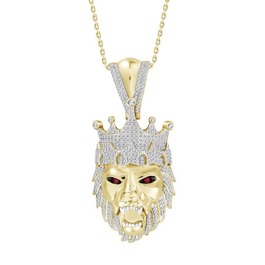 MEN'S CHARM 1 CT ROUND DIAMOND 10K YELLOW GOLD