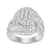 LADIES RING 3.10 CT ROUND/BAGUETTE DIAMOND 10K WHITE GOLD