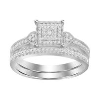 Thumbnail for LADIES BRIDAL RING SET 1/5 CT ROUND/PRINCESS DIAMOND 10K WHITE GOLD