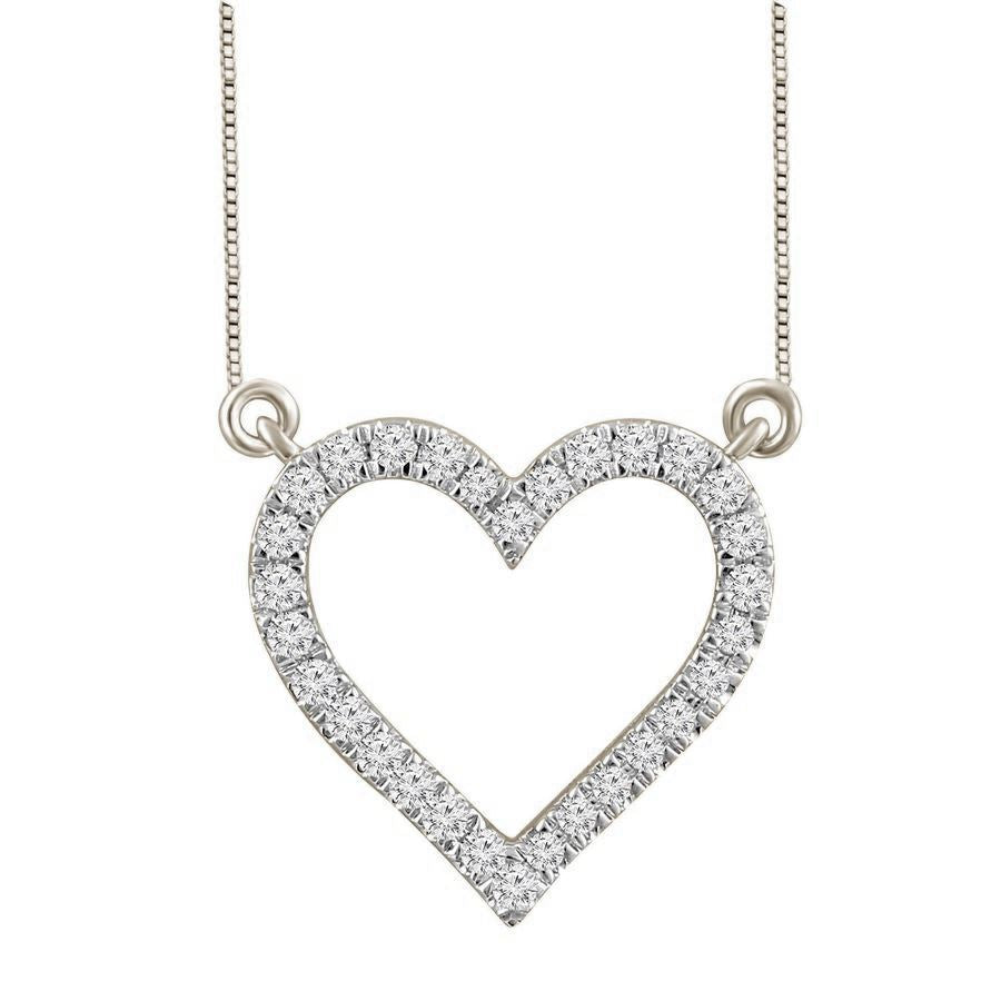 LADIES NECKLACE 1/6 CT ROUND DIAMOND 10K WHITE GOLD