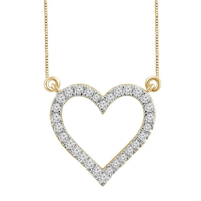 LADIES NECKLACE 1/6 CT ROUND DIAMOND 10K YELLOW GOLD