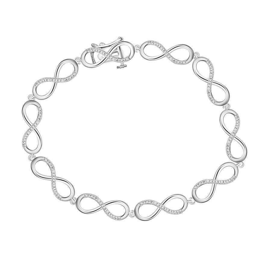 LADIES BRACELET 1/20 CT ROUND BLACK DIAMOND SILVER