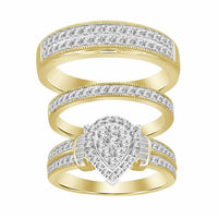 Thumbnail for LADIES TRIO SET 1 CT ROUND/BAGUETTE DIAMOND 10K YELLOW GOLD
