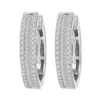 Thumbnail for LADIES HOOPS 1/2 CT ROUND/BAGUETTE DIAMOND 10K WHITE GOLD