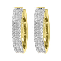 Thumbnail for LADIES HOOPS 1/2 CT ROUND/BAGUETTE DIAMOND 10K YELLOW GOLD