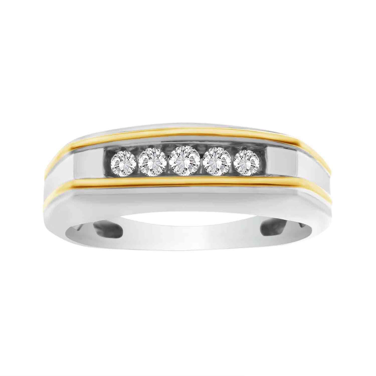 MEN'S RING 1/4 CT ROUND DIAMOND 10K TT WHITE & YELLOW GOLD