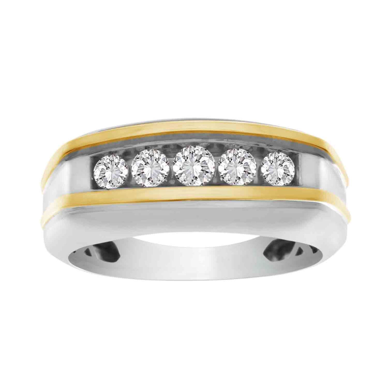 MEN'S RING 1/2CT ROUND DIAMOND 10K TT WHITE & YELLOW GOLD