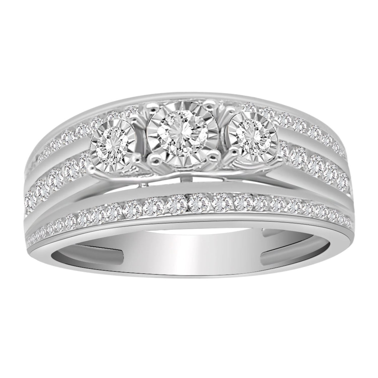 LADIES RING 3/4 CT ROUND 14K WHITE GOLD
