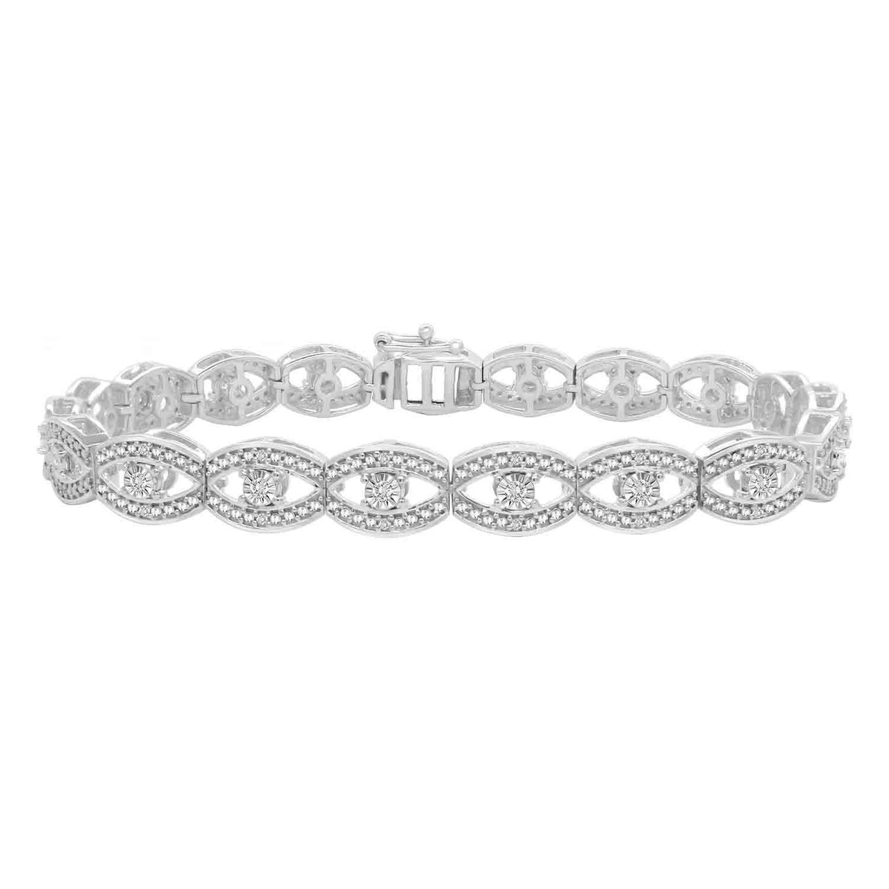 LADIES BRACELET 1/4CT ROUND DIAMOND SILVER