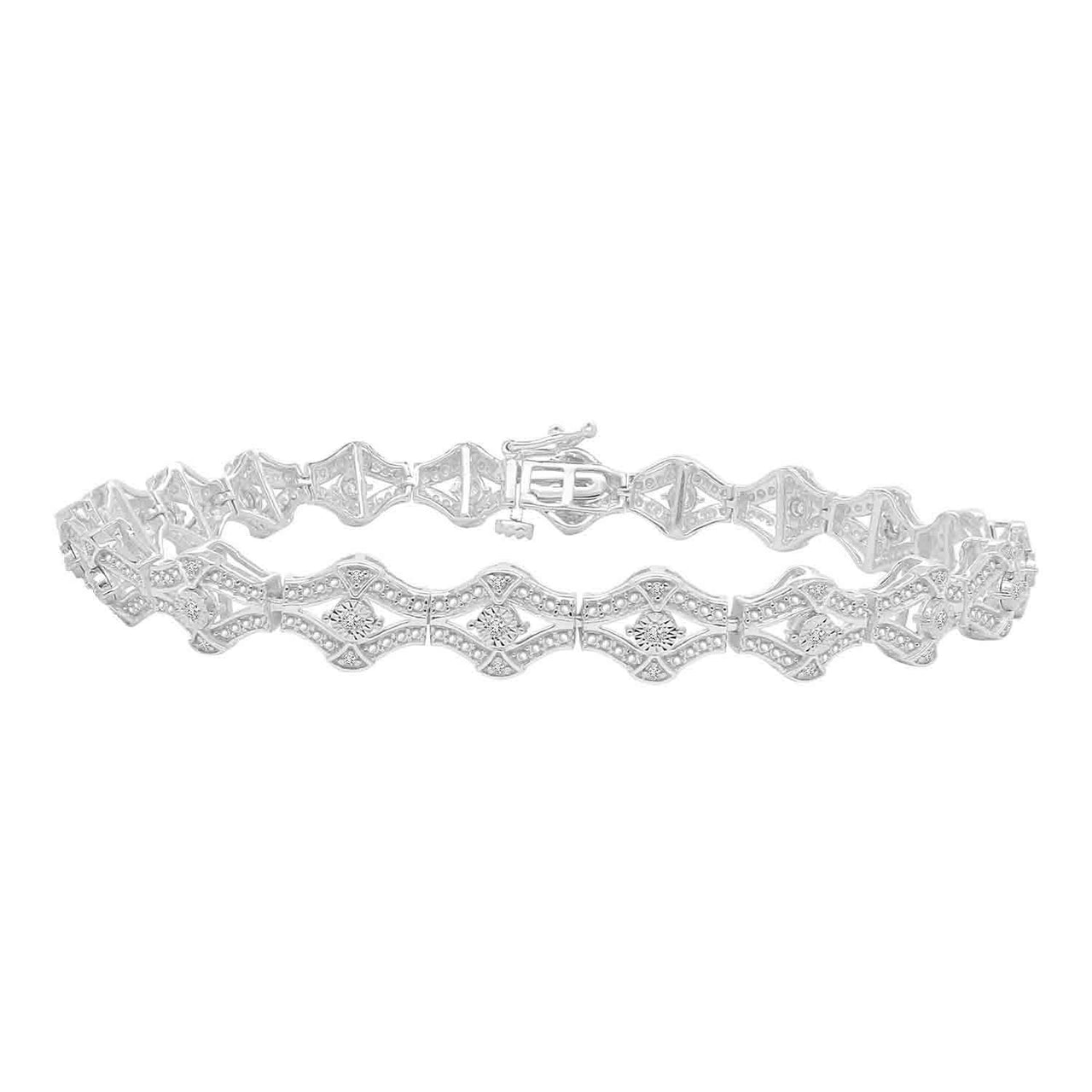 LADIES BRACELET 1/4 CT ROUND DIAMOND SILVER