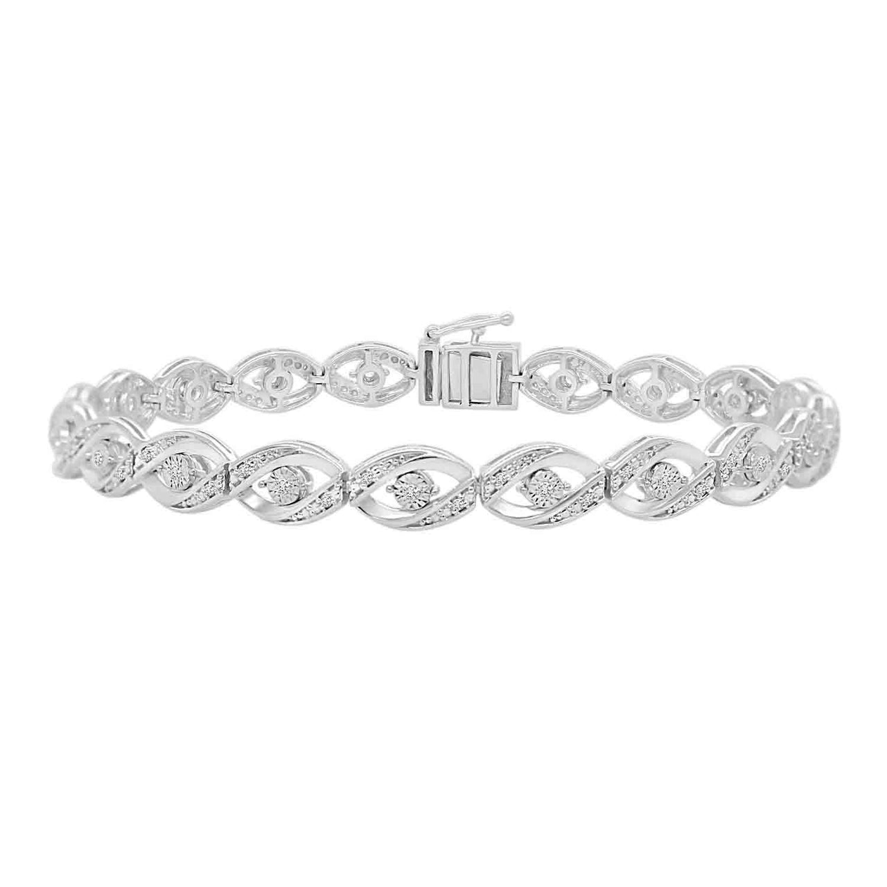 LADIES BRACELET 1/4 CT ROUND DIAMOND SILVER