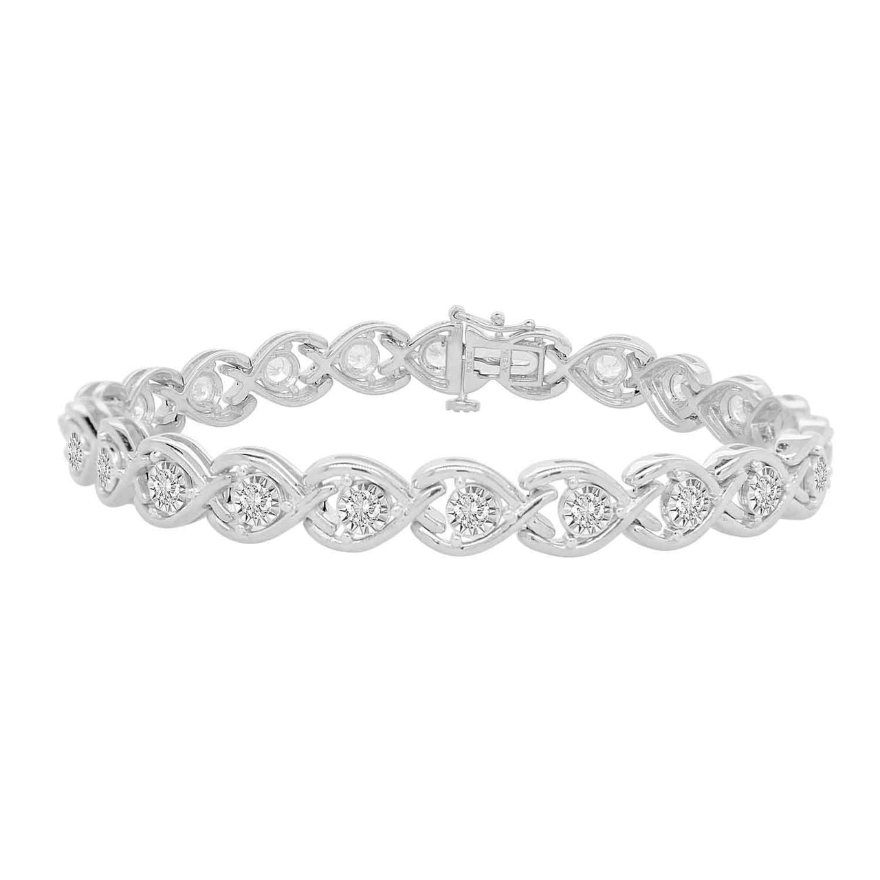 LADIES BRACELET 2 CT ROUND DIAMOND 10K WHITE GOLD
