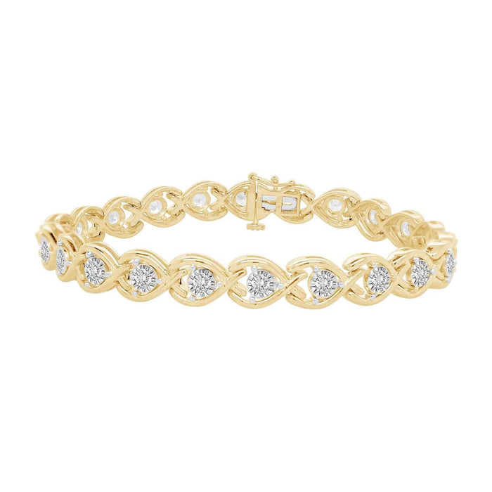 LADIES BRACELET 2 CT ROUND DIAMOND 10K YELLOW GOLD