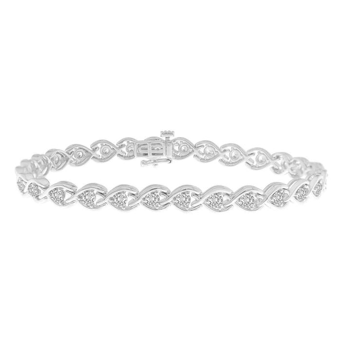 LADIES BRACELET 1 CT ROUND DIAMOND 10K WHITE GOLD