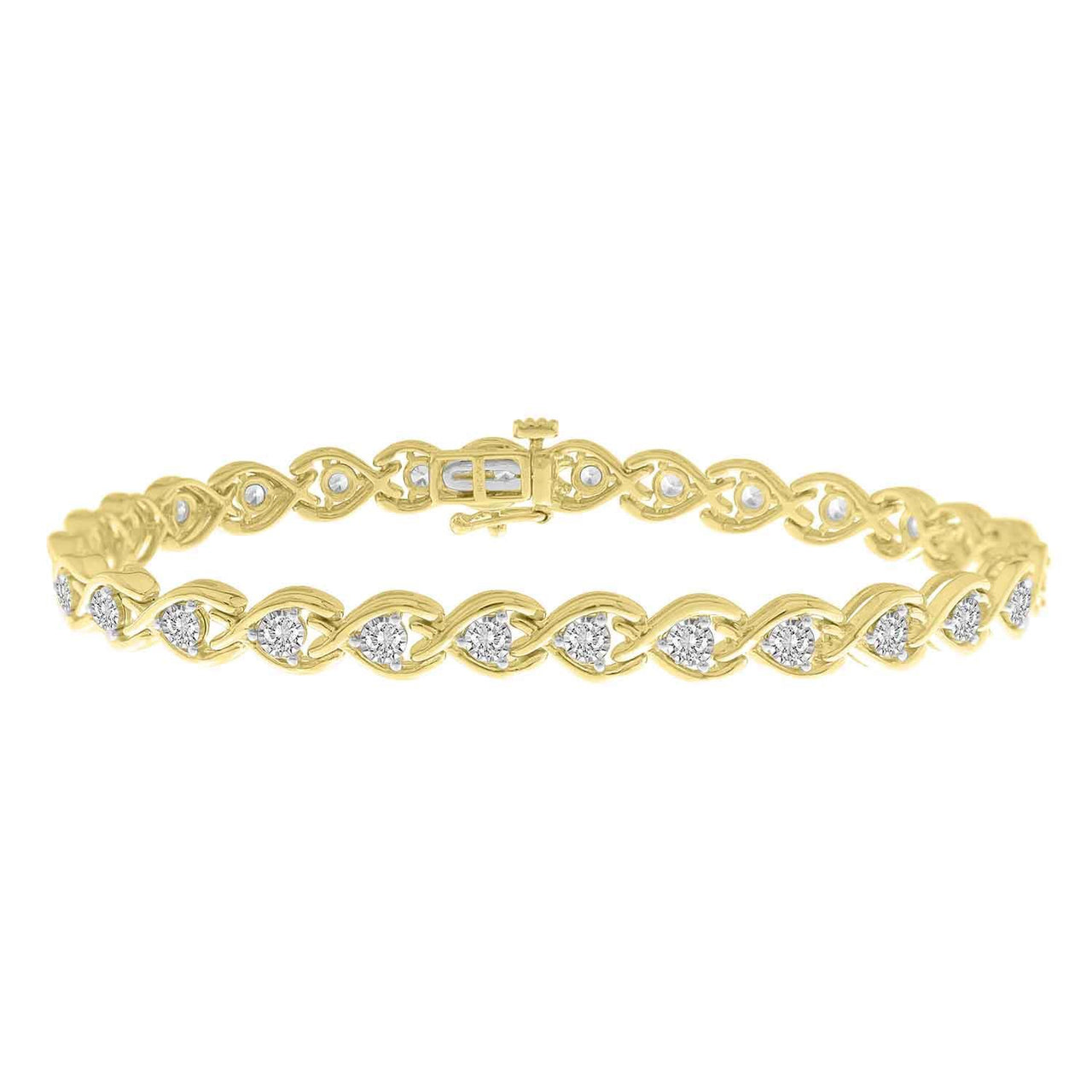 LADIES BRACELET 1 CT ROUND DIAMOND 10K YELLOW GOLD