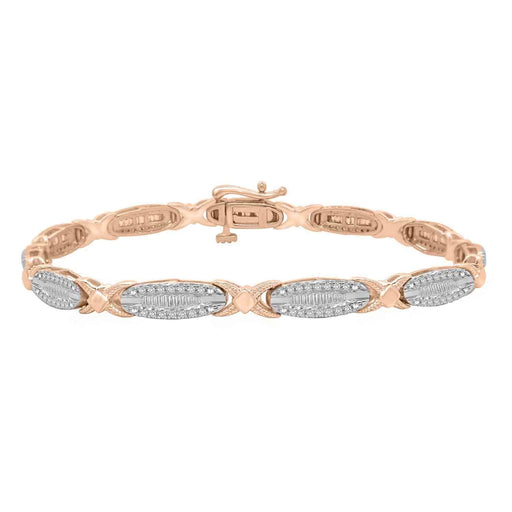 LADIES BRACELET 1 CT ROUND/BAGUETTE DIAMOND 10K ROSE GOLD