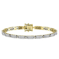 Thumbnail for LADIES BRACELET 1 CT ROUND/BAGUETTE DIAMOND 10K YELLOW GOLD