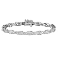 Thumbnail for LADIES BRACELET 1 CT ROUND/BAGUETTE DIAMOND 10K WHITE GOLD