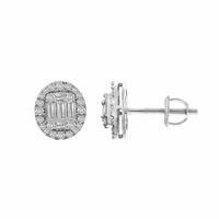 Thumbnail for LADIES EARRINGS 3/4 CT ROUND/BAGUETTE DIAMOND 14K WHITE GOLD