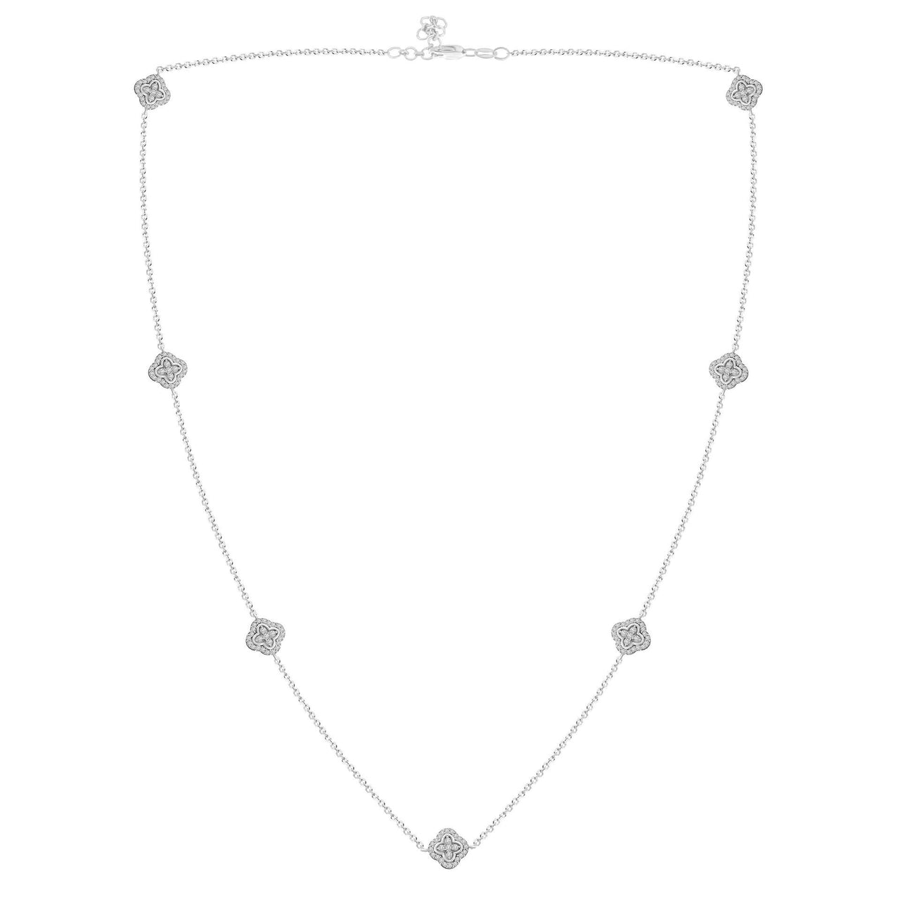 LADIES NECKLACE 3/4 CT ROUND DIAMOND 10K WHITE GOLD