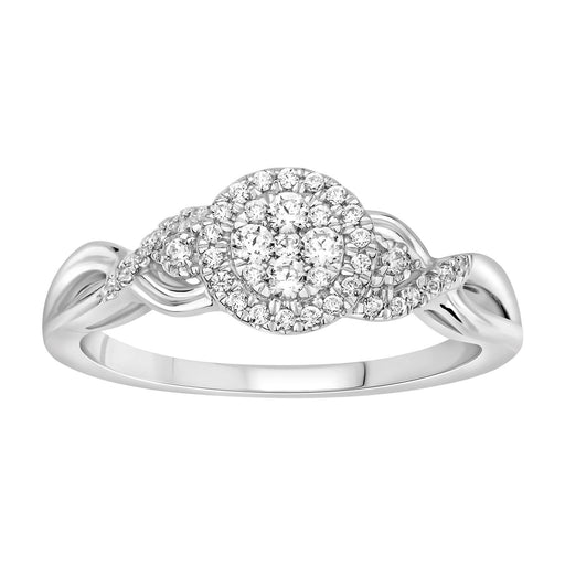 LADIES RING 1/4 CT ROUND DIAMOND 10K WHITE GOLD