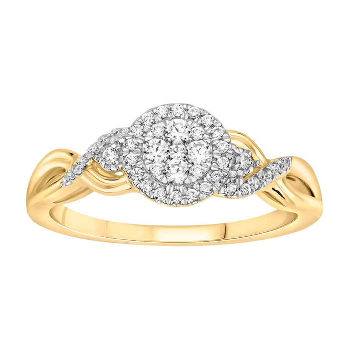 LADIES RING 1/4 CT ROUND DIAMOND 10K YELLOW GOLD