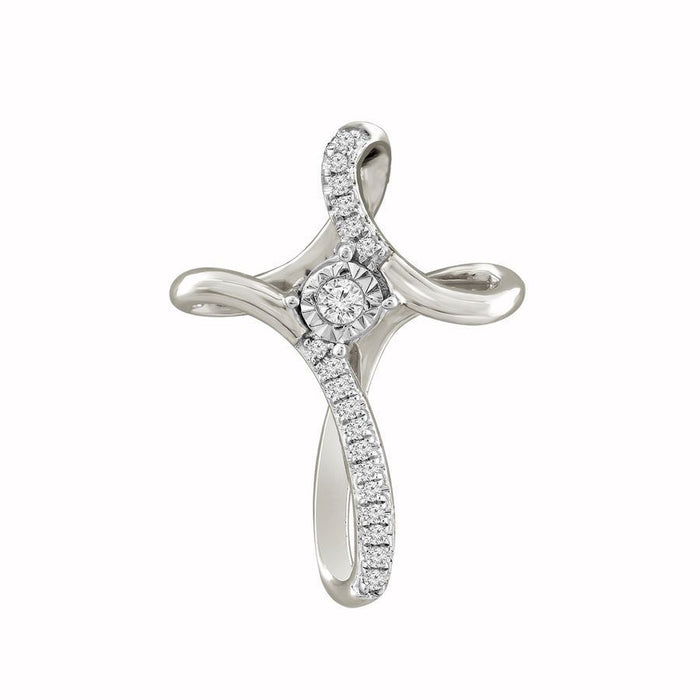 LADIES PENDANT 1/10 CT ROUND DIAMOND 10K WHITE GOLD