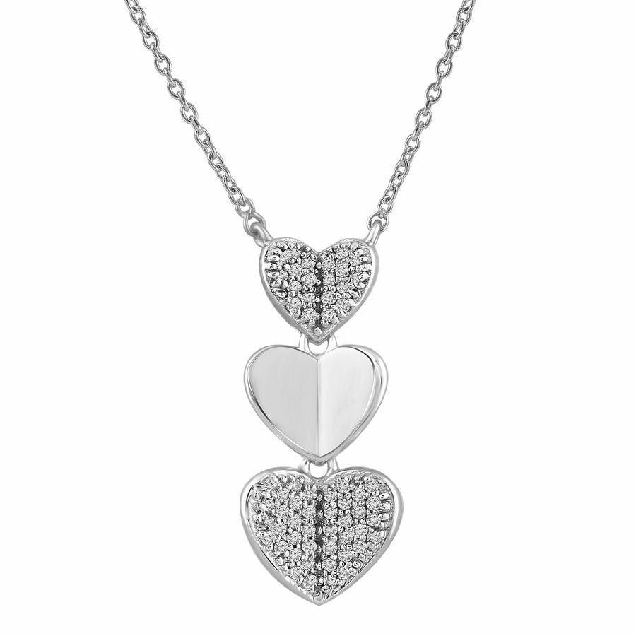 LADIES PENDANT 1/10 CT ROUND DIAMOND 10K WHITE GOLD